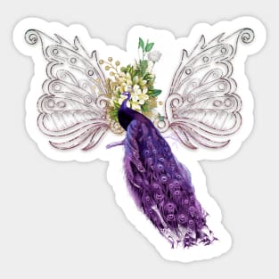 Wonderful elegant peacock with flowers Sticker